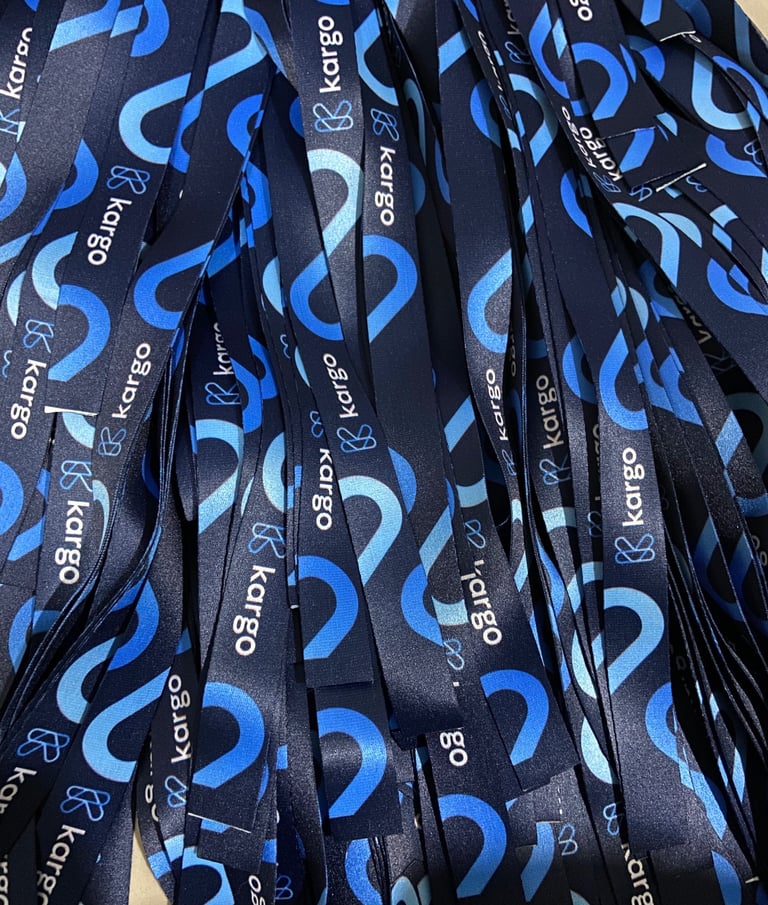 Printing lanyard bahan tisse warna biru