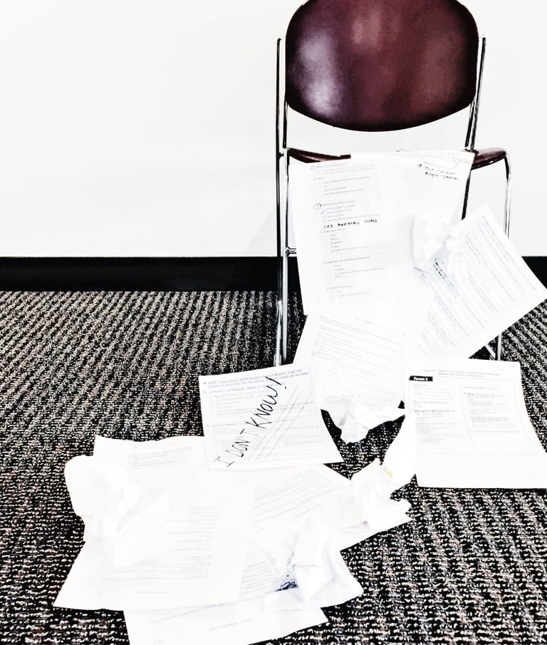Contemporary art installation by L.V. Ferrer (@lvf.lvx) depicting chair & documents to select race