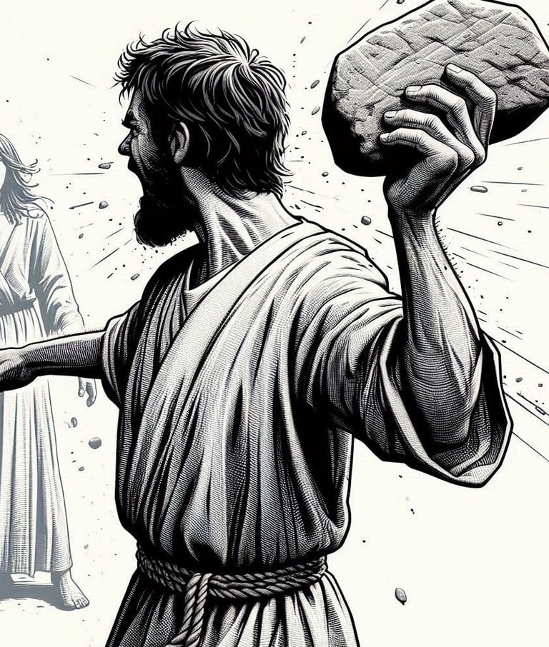 hombre arrojando piedras