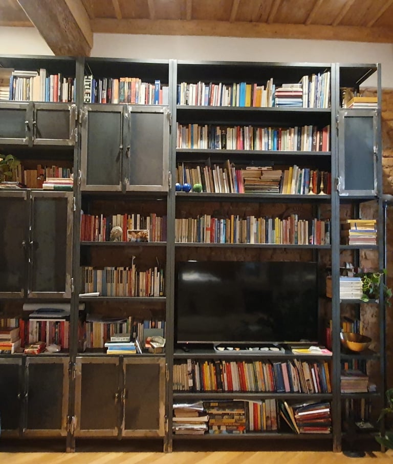 Libreria artigianale realizzata da Parmifer, fabbro ad Abbiategrasso e dintorni.