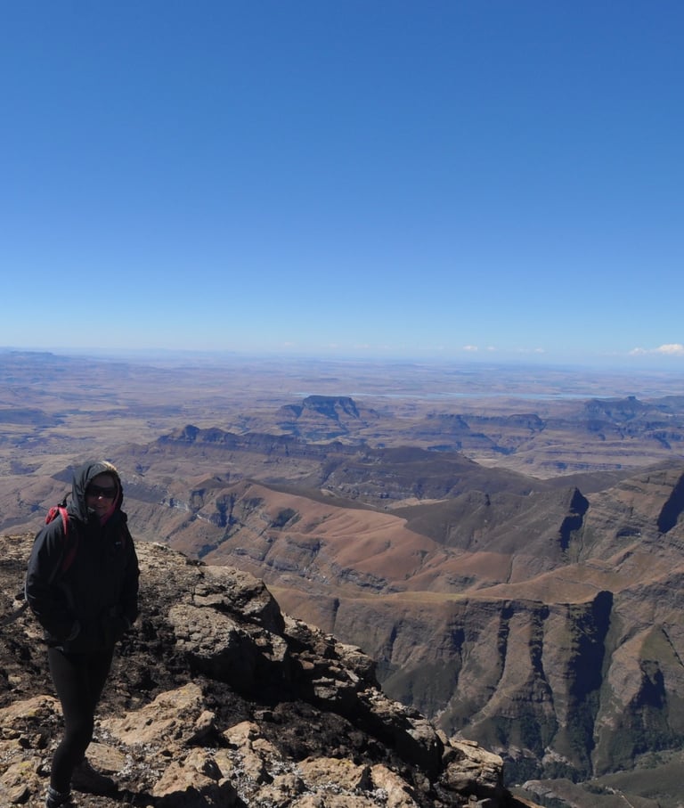 Tracey Billingtonon top of the Drakensberg Amphitheatre Plateau, South Africa