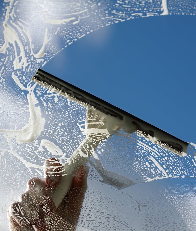 Mögliche Aufgabenfelder bei der Glasreinigung: Fensterreinigung Rahmen- und Lamellenreinigung