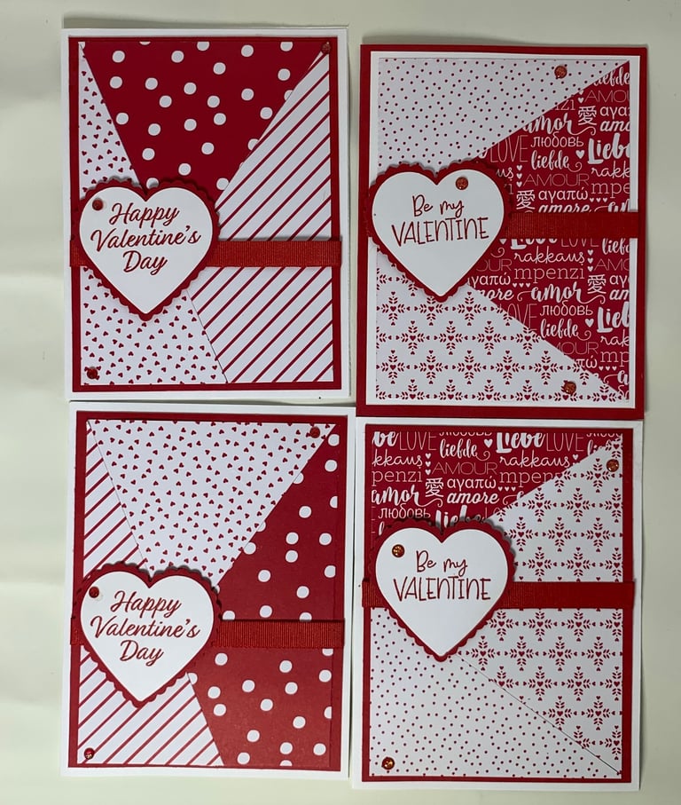 Set of 4 coordinating Valentine Cards