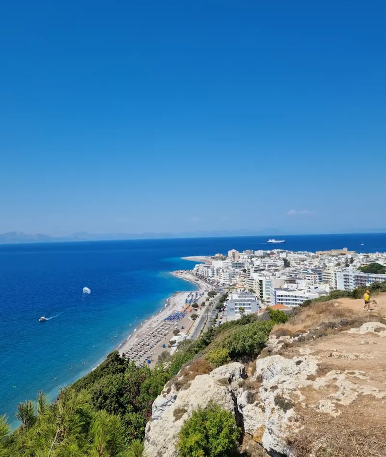 monte smith viewpoint to rhodes town on background and sea