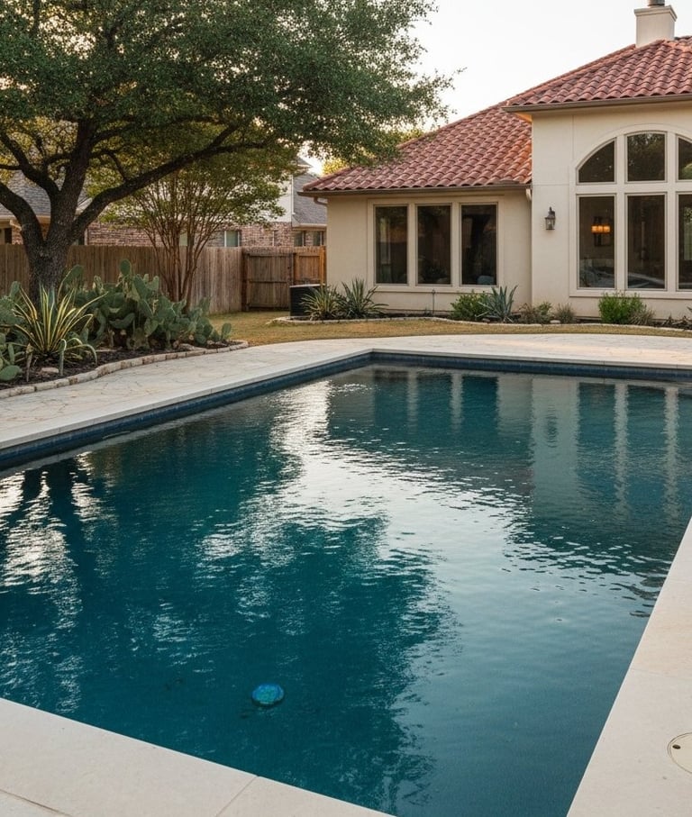 Clear backyard pool after professional green pool cleanup in Round Rock, TX