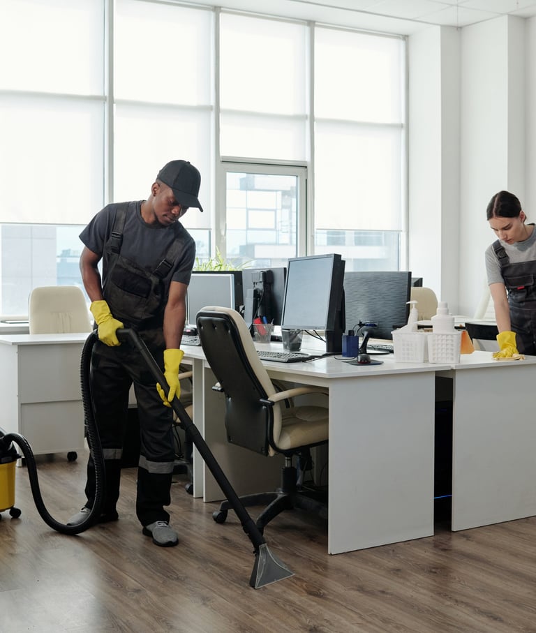Tidy and organized office workspace with modern furnishings and a productive atmosphere.