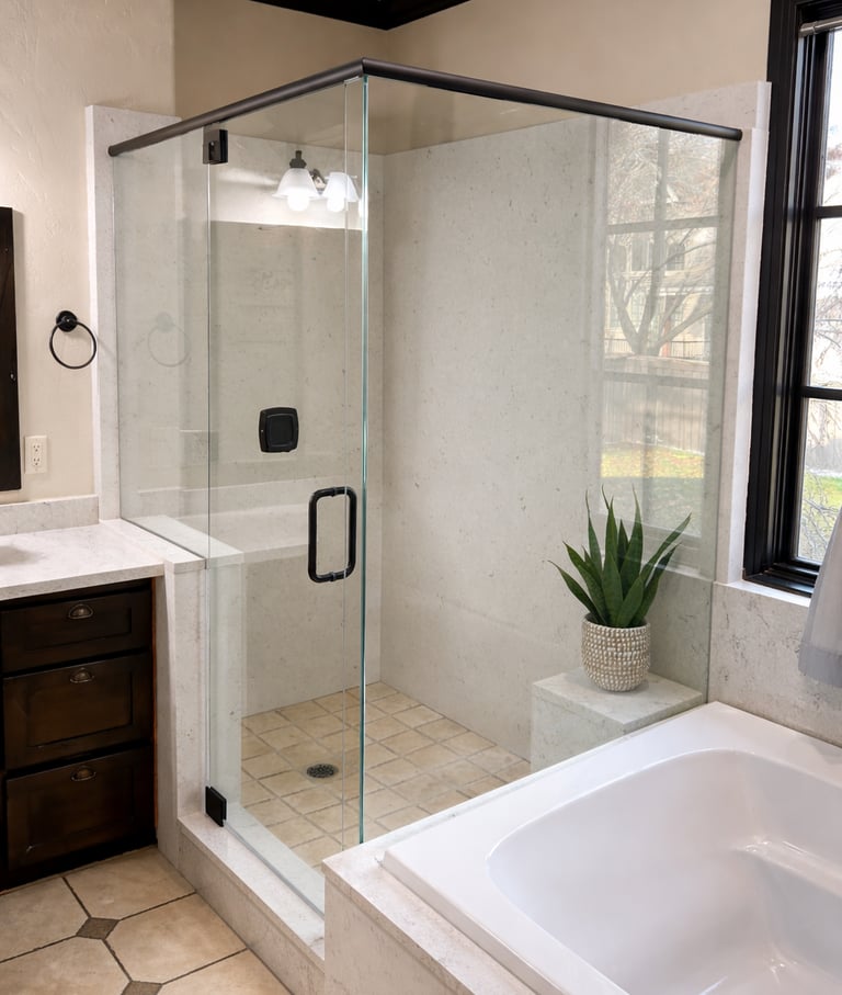 A semi framed shower door
