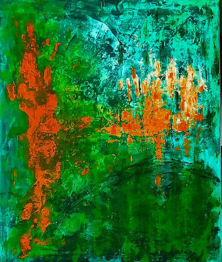 Tableau abstrait contemporain – Couleurs et textures – Jacqueline Poitevin – Collectionneurs d’art