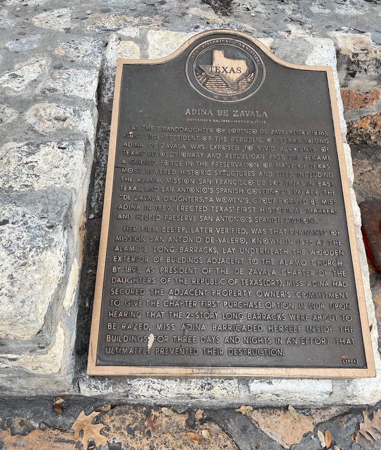 Adina De Zavala Marker San Antonio Texas