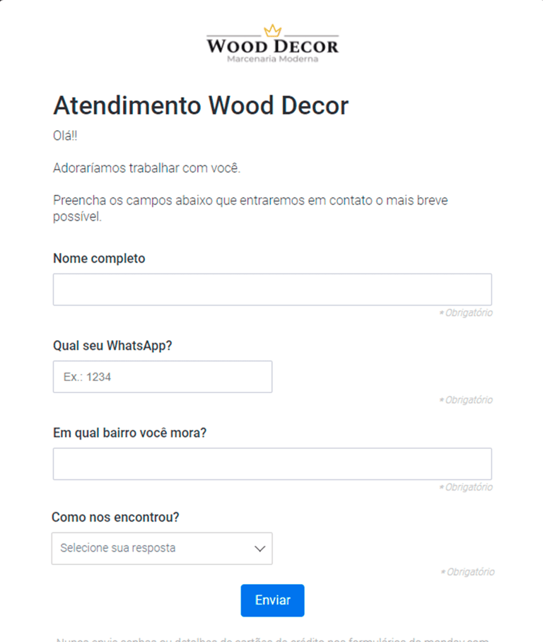 Atendimento Wood Decor móveis planejados em Campo Largo