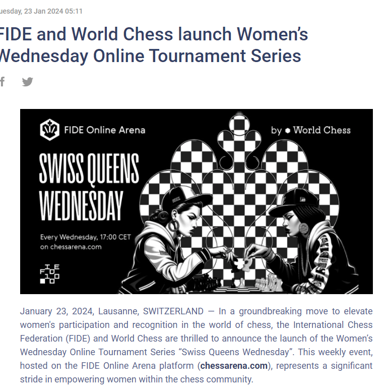 FIDE and World Chess launch Women’s Wednesday Online Tournament Series. FIDE Chess. FIDE Women.