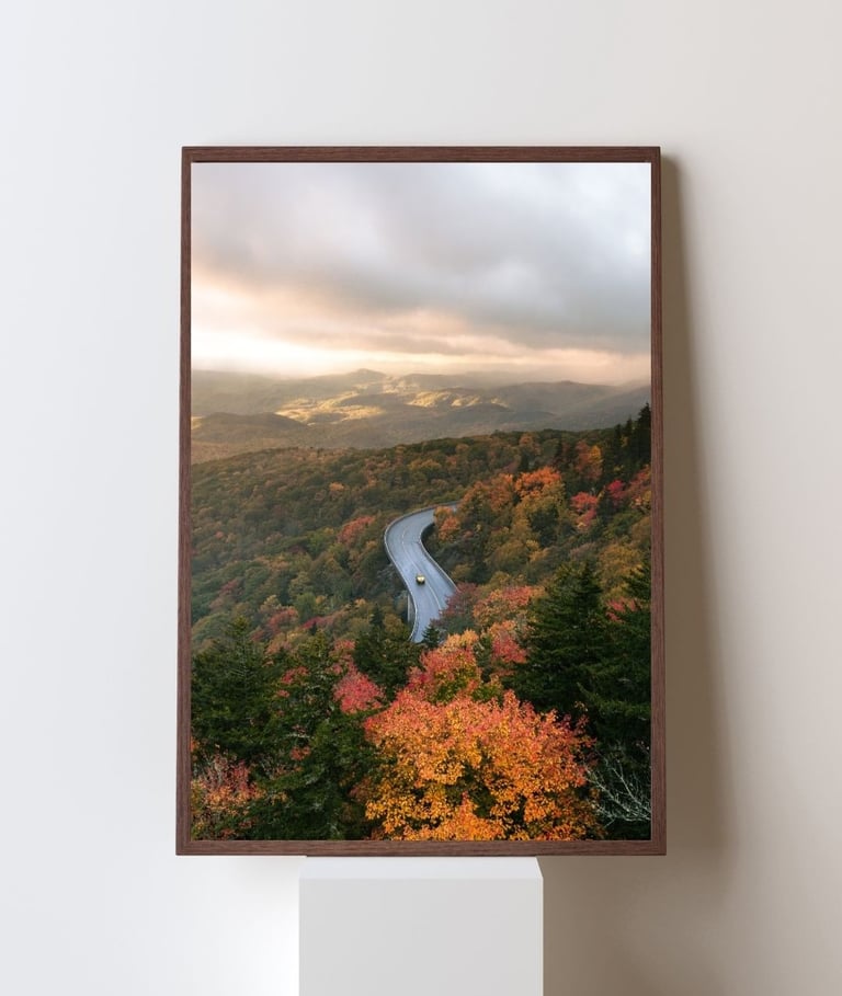 Framed landscape print from Nate Bowery Photography of the Linn Cove Viaduct on Blue Ridge Parkway