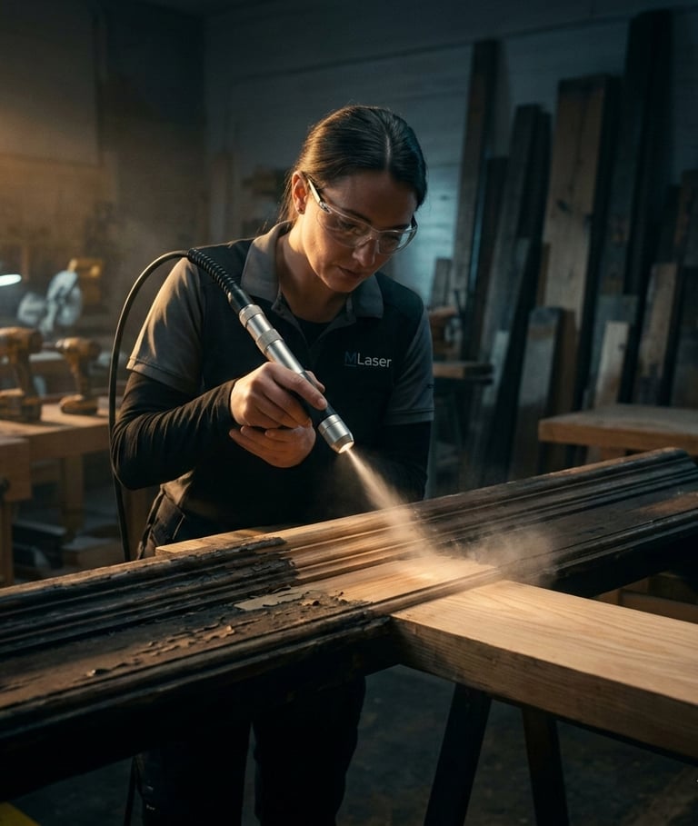 antik fa szekrény lakkeltávolítása lézerrel