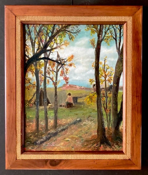 You Took Our Land painting of a colonialist