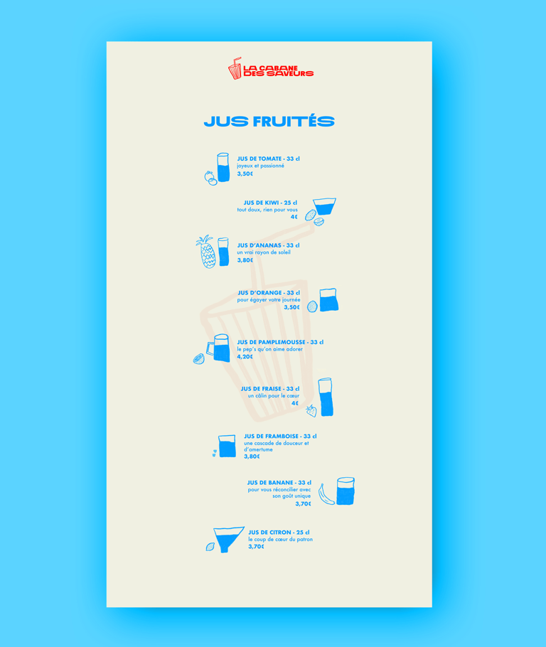 Carte des boissons 