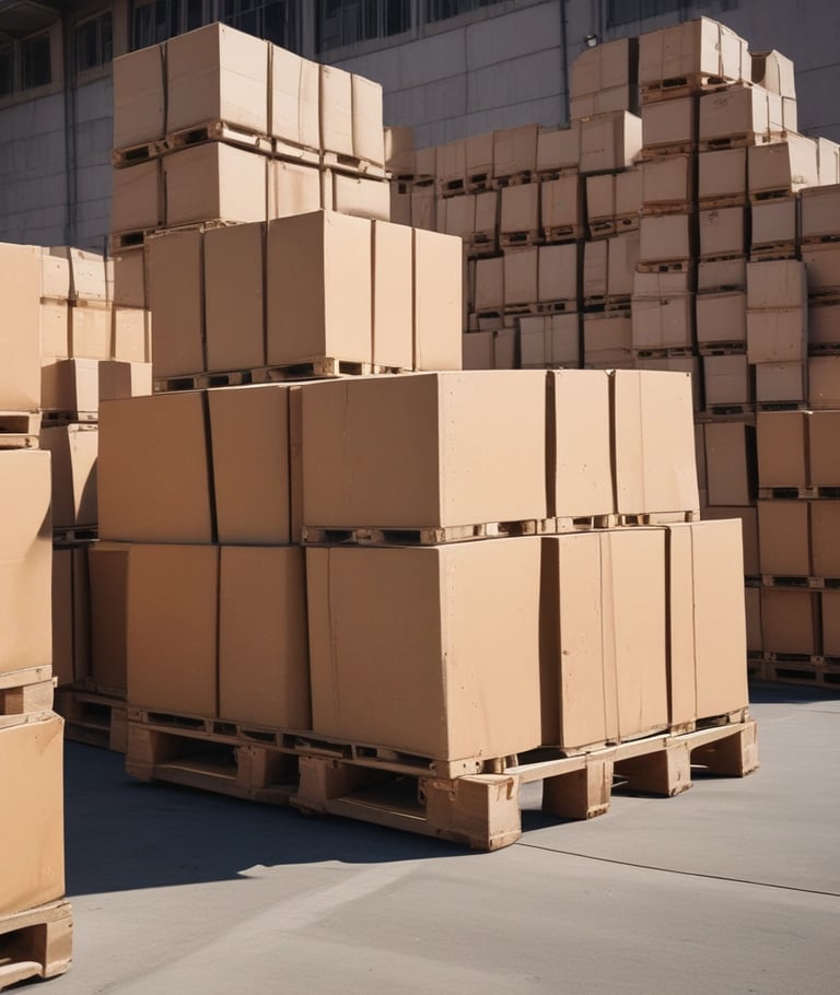 A person using a laptop to compare freight shipping rates on a bright, modern desk.