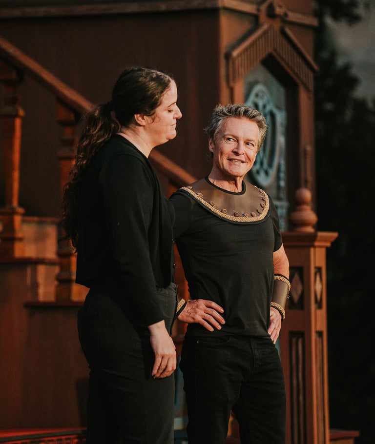 Image of Ashley Moses as Eurycleia and Todd Long as Odysseus in Odysseus Dies at the End