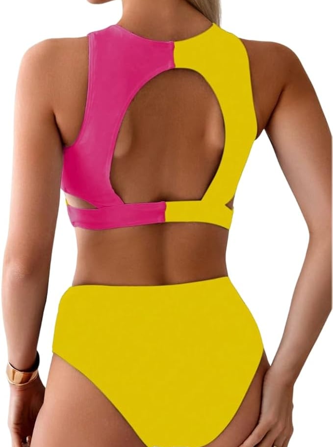 Conjunto amarillo y rosa pole dance