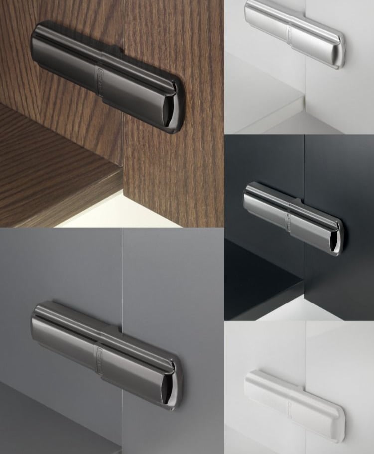 Premium Italian Lapis hinge used in luxury modular kitchen by SR Enterprises