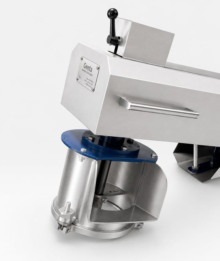 Geeta stainless steel namkeen extruder machine for commercial snack food production and processing.