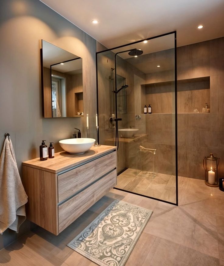 banyo tasarımı ile düzenlenmiş konforlu alan