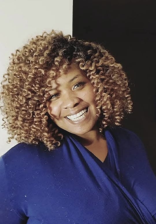 a woman with blonde crochet