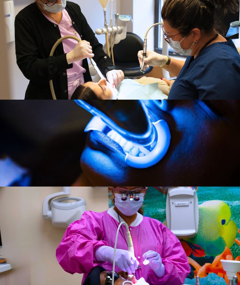 dental services as teeth whitening, deep cleanings, Invisalign, implants 