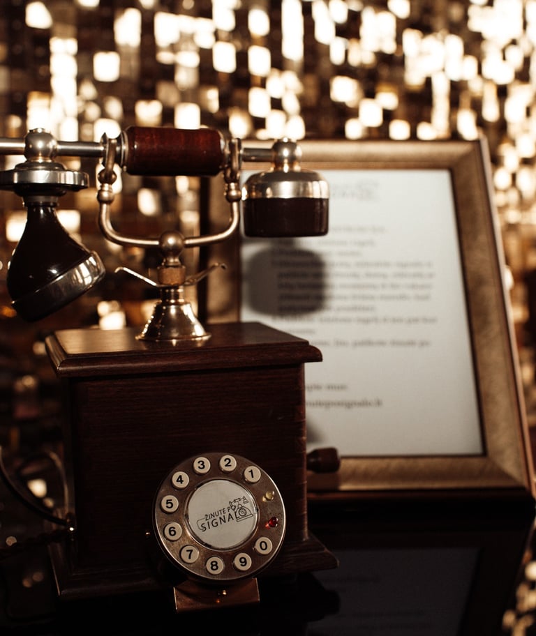 retro wood, audio palinkejimu knyga, senovinis telefonas, antikvaras, zinute po signalo, knyga,