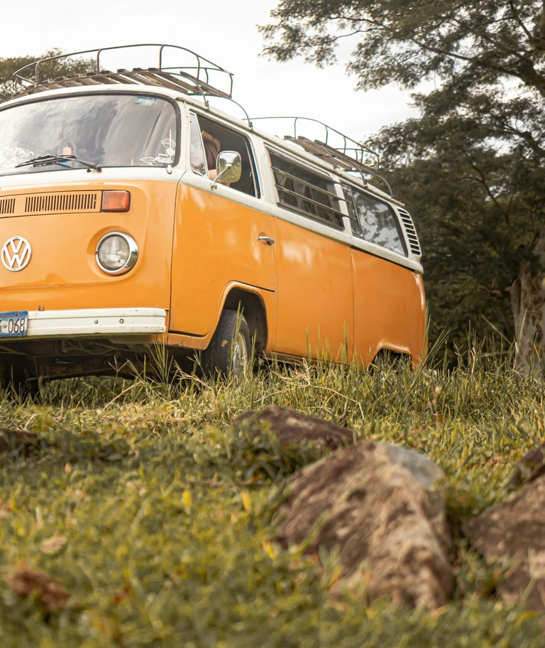 VW mini bus yellow vanlife