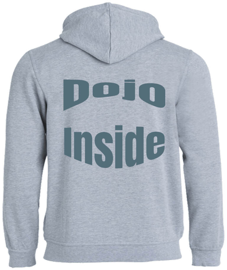 Felpa  con zip e cappuccio  grigia con scritta dietro