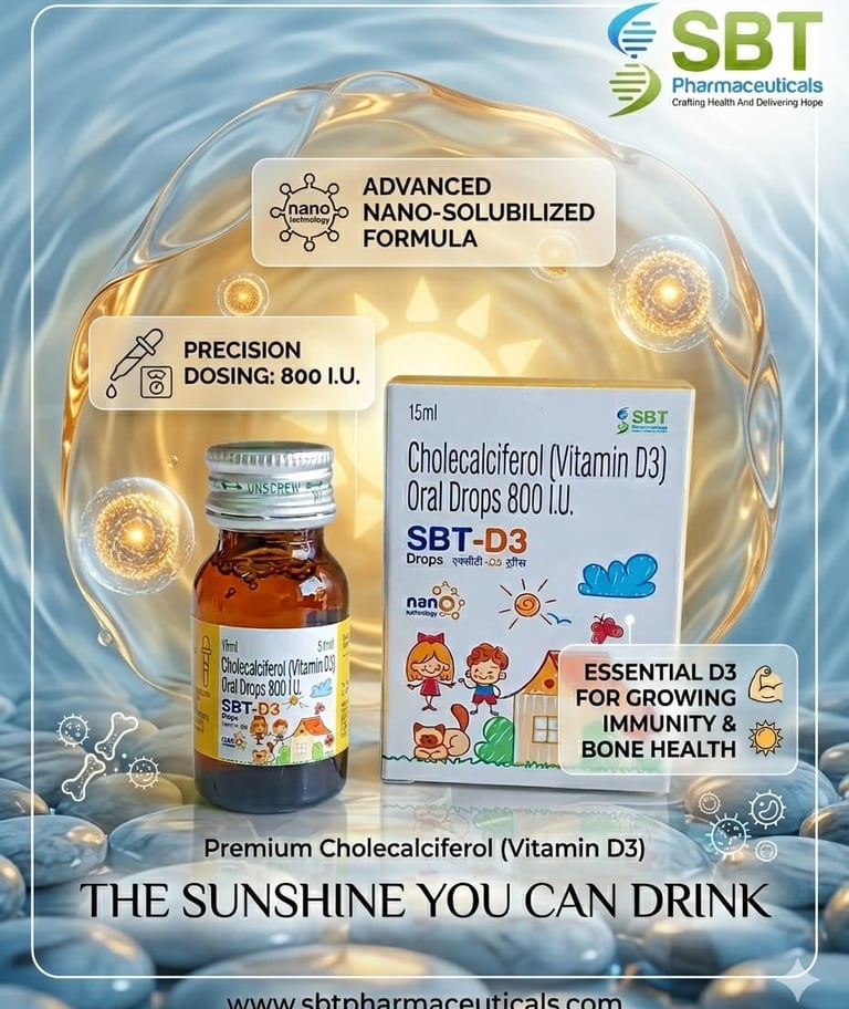 Cholecalciferol nano technology drops for bone health SBT-D3