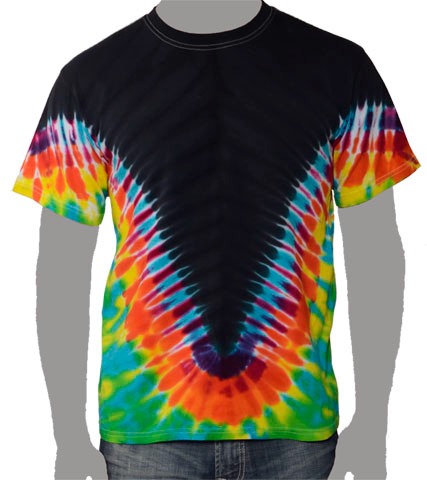 Rainbow Vee Black Tie-dye T-shirt