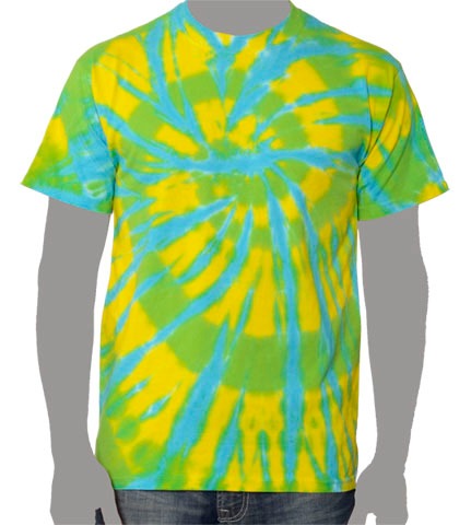 blue yellow green Custom Tie-dye T-shirt