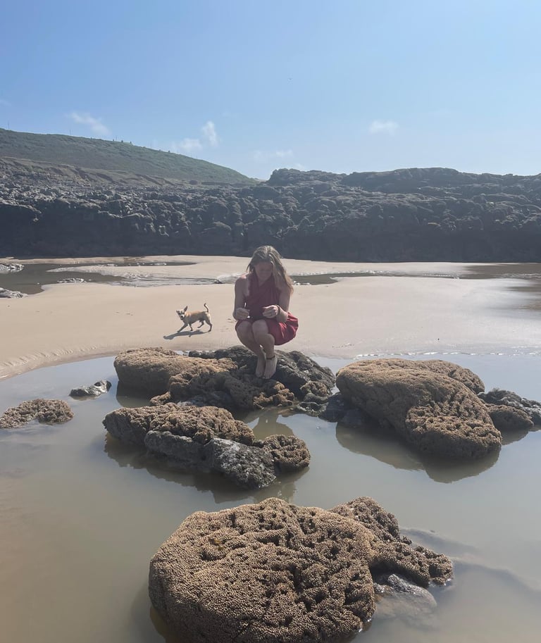 lady wearing hemp sarong outdoors on beach