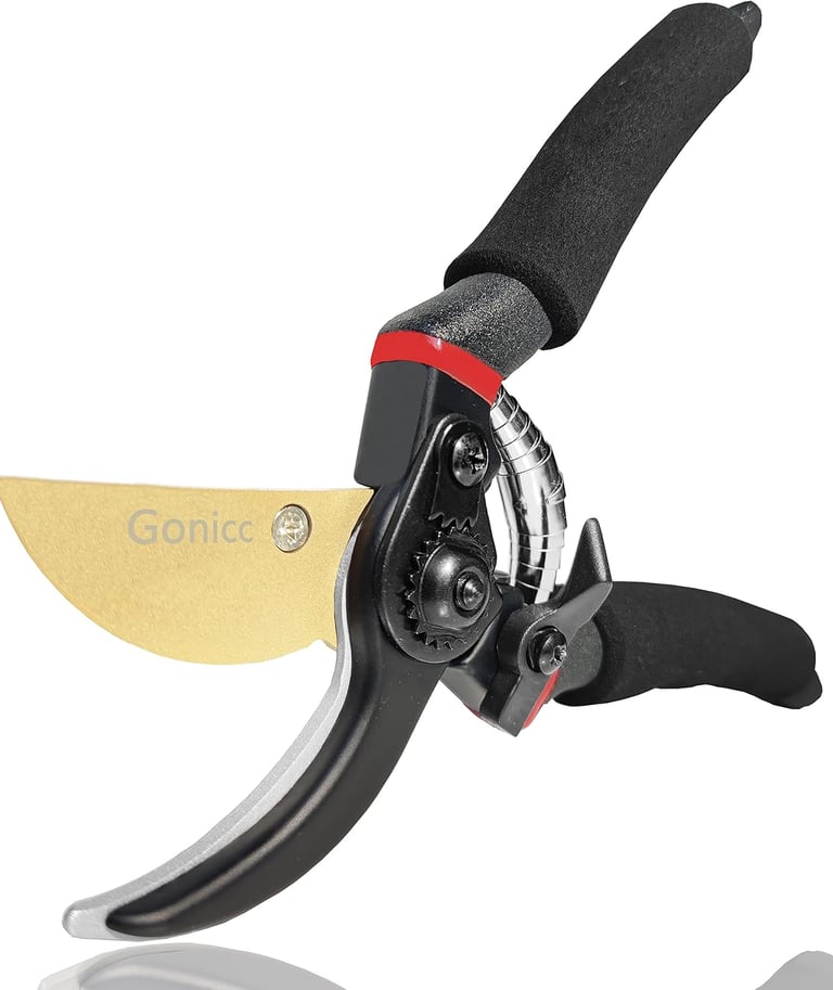 gonicc 8" Professional Premium Titanium Bypass Pruning Shears (GPPS-1003), Hand Pruners, Garden Clip