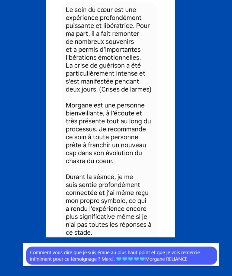 témoignage Soin du coeur de Sitraya Morgane reliance