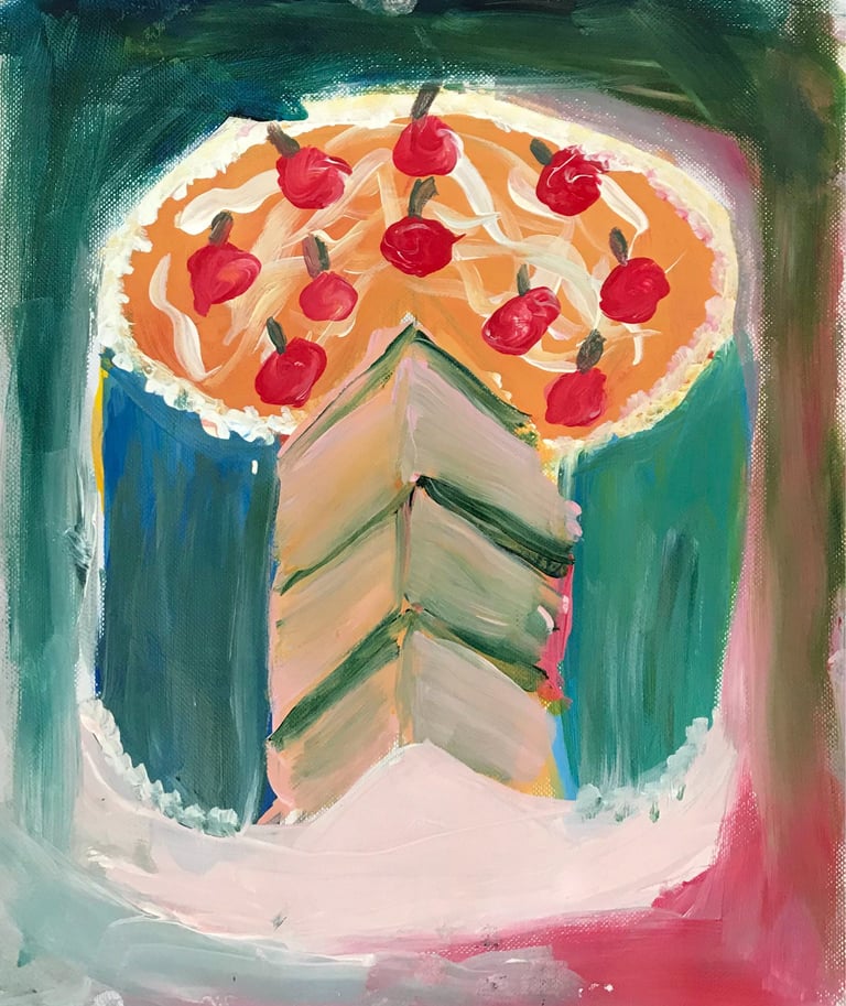 painting of a decorative cake
