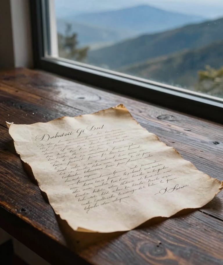 lettre d'Iriel déposée au bord d'une fenêtre