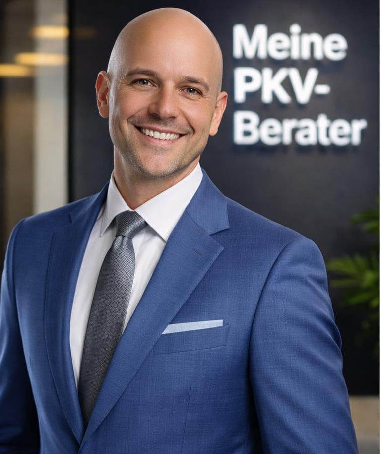 a man in a blue suit and tie smiling