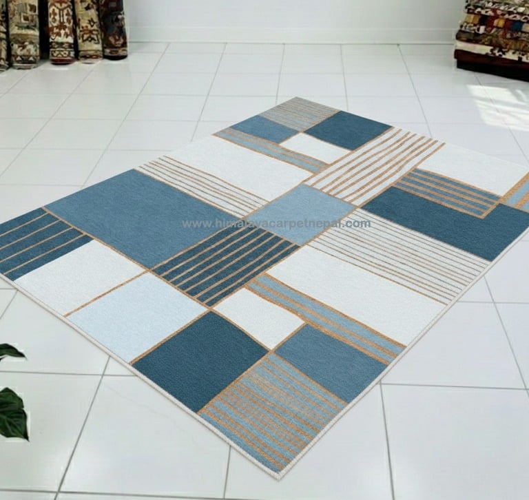 Custom Rugs - Contemporary geometric Tibetan hand-knotted rug with modern intricate patterns