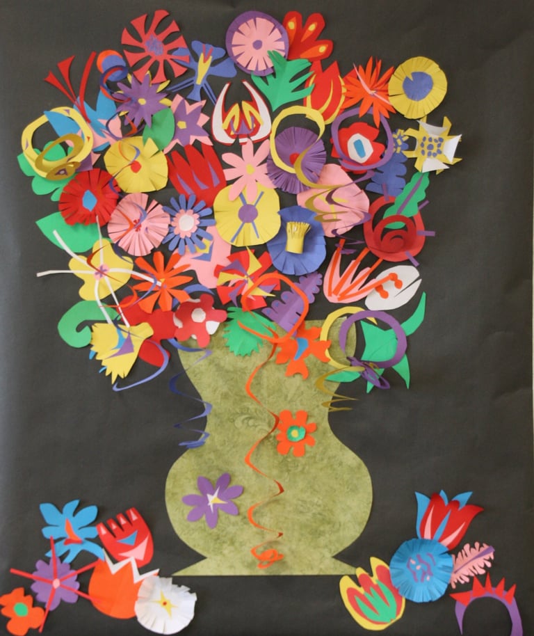 collage of paper flowers