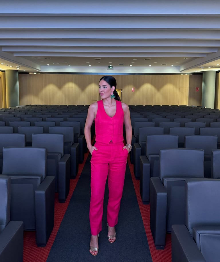 María Lázaro antes de empezar un evento corporativo