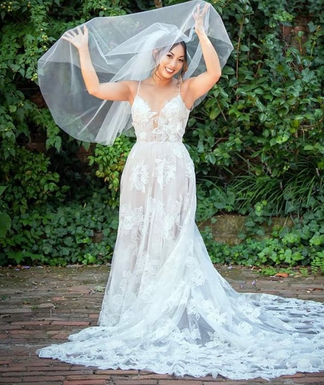 Blush Bride MadiLane Gown Isaac Taylor Garden Photo at Karen Doody