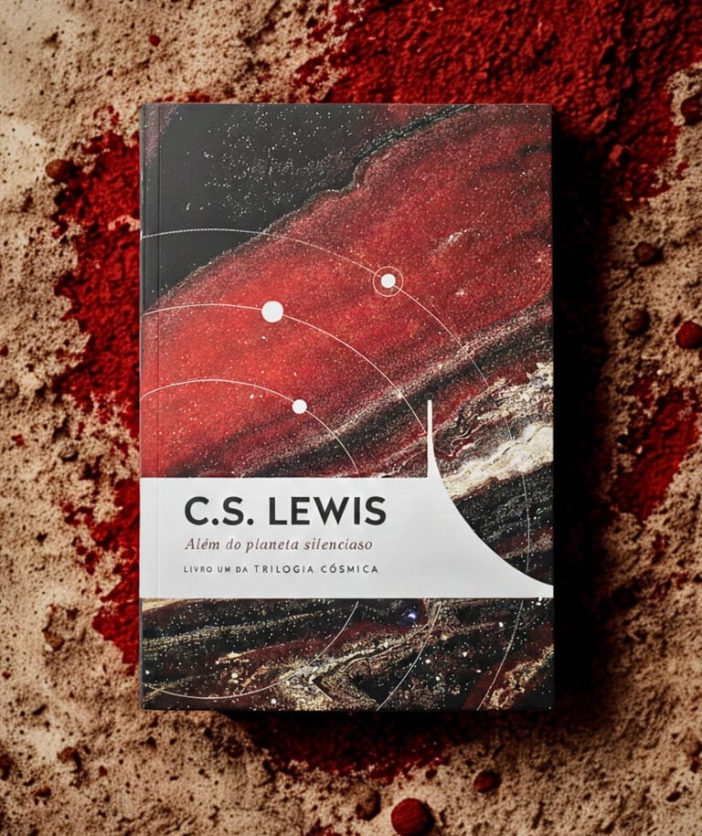 C.S. Lewis Beyond the Silent Planet book cover on a red and sand textured background.