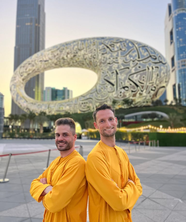 Emir and Florian in yellow Kandora
