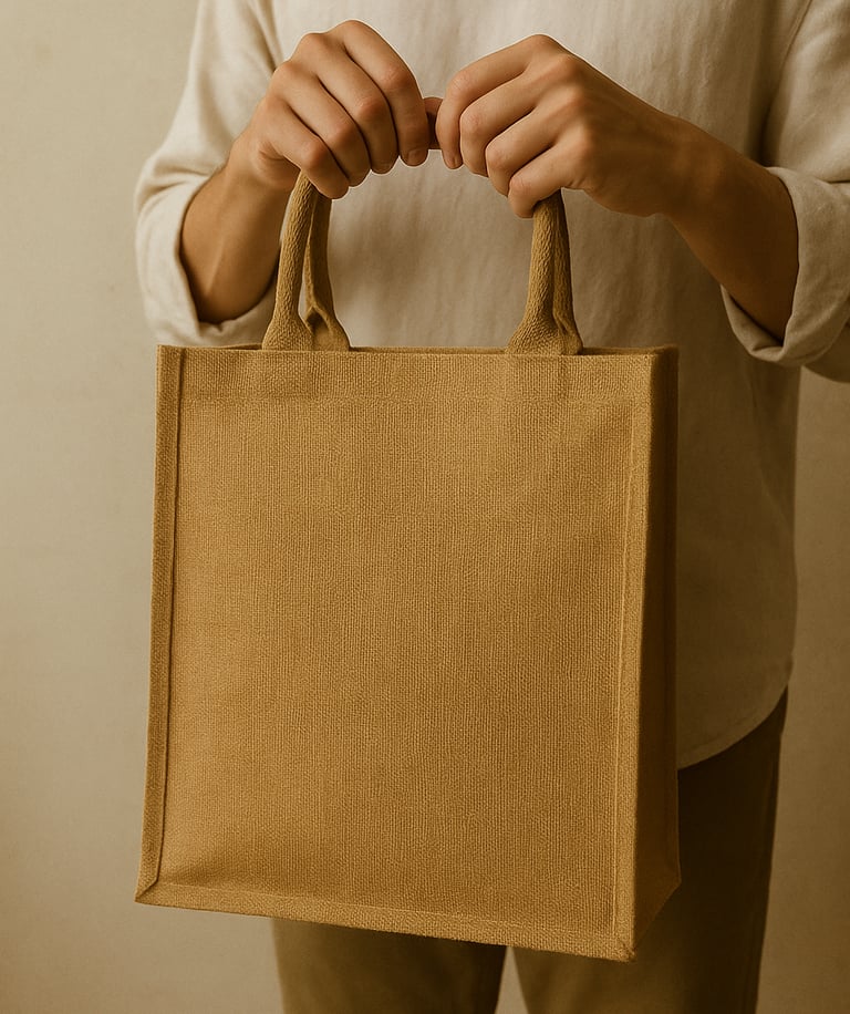 Eco-friendly jute tote bag for shopping