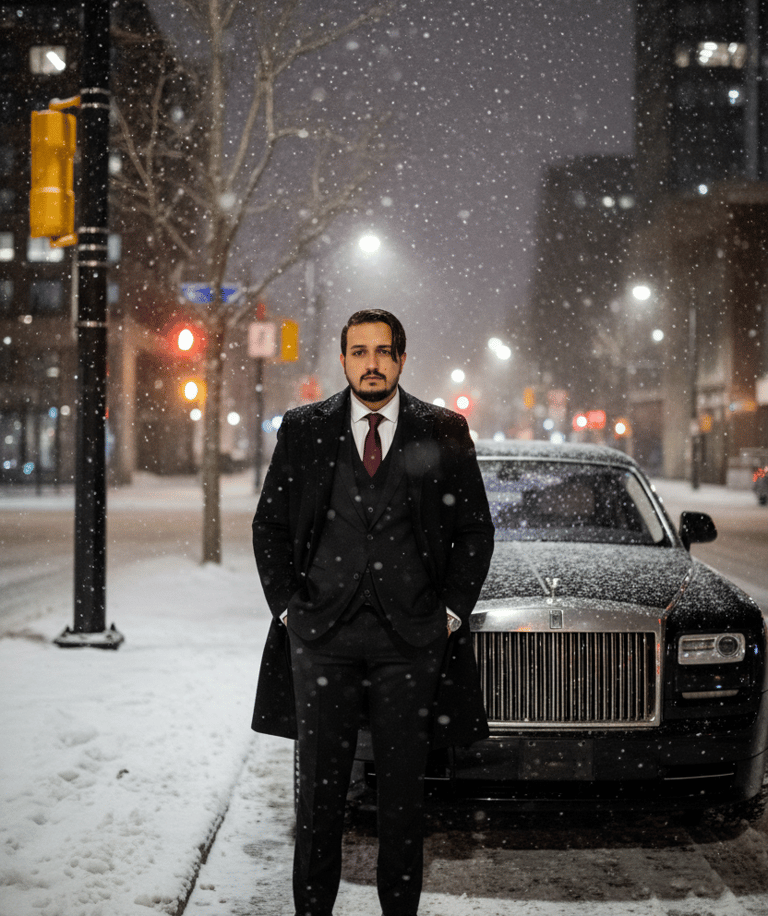Pasha Rana CEO PASH CLUB LLC Standing Rolls Royce