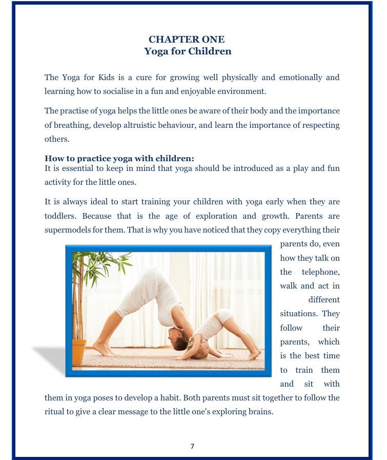 Book page of a childrens yoga book
