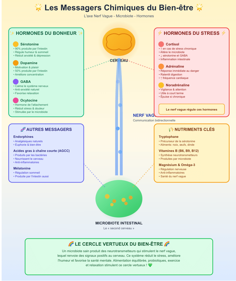 Illustration sur les messagers chimiques du bien-être