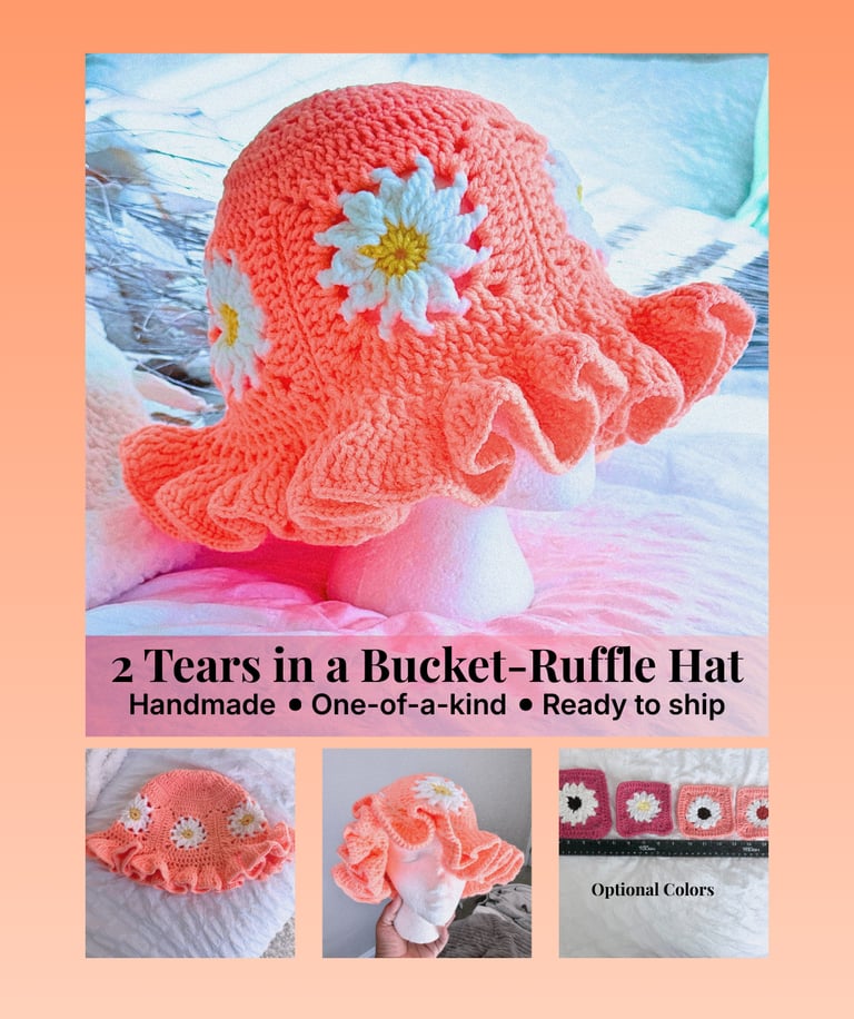 a pink hat with a flower on it